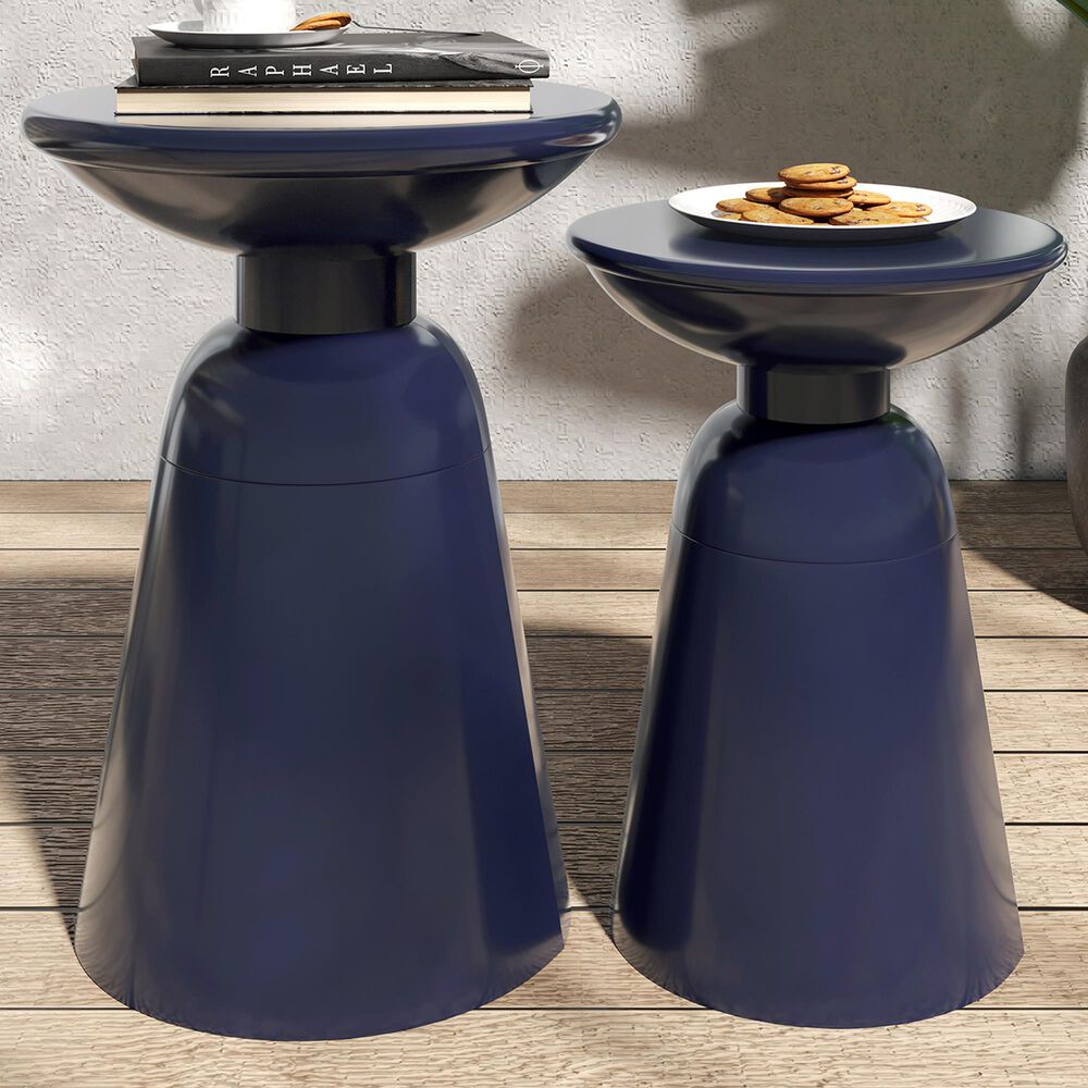 Hearth and Haven Serenita Patio Side Tables in Navy Blue &#40;Set of 2&#41;, , large