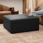 Jaxx Fairlie Faux Leather Ottoman in Black, , large