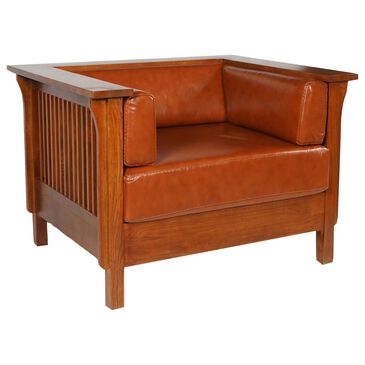 Crafters & Weavers Cubic Slat Side Arm Chair in Russet Brown, , large