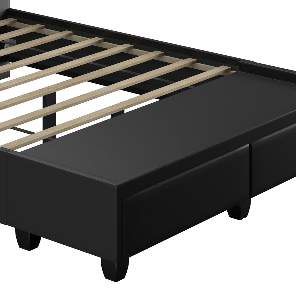 Accent  Verona Queen Upholstered Storage Bed in Black, , large