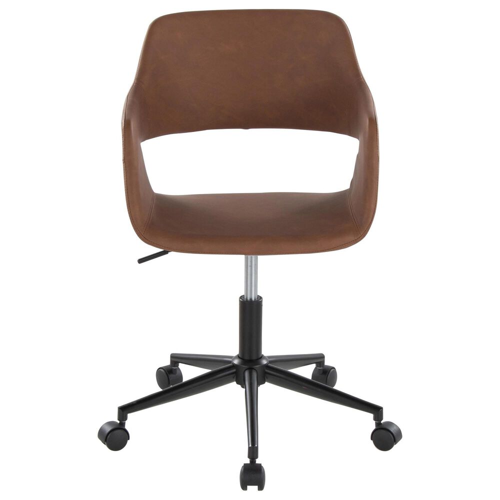 Lumisource Margarite Task Chair with Brown Faux Leather Cushion in Black, , large