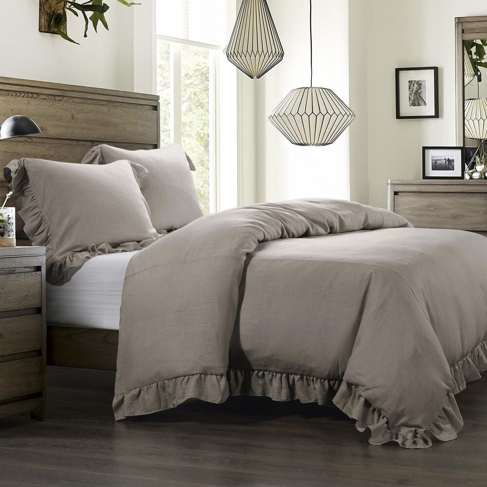 HiEnd Accents Lily Super Queen Duvet Cover in Taupe, , large