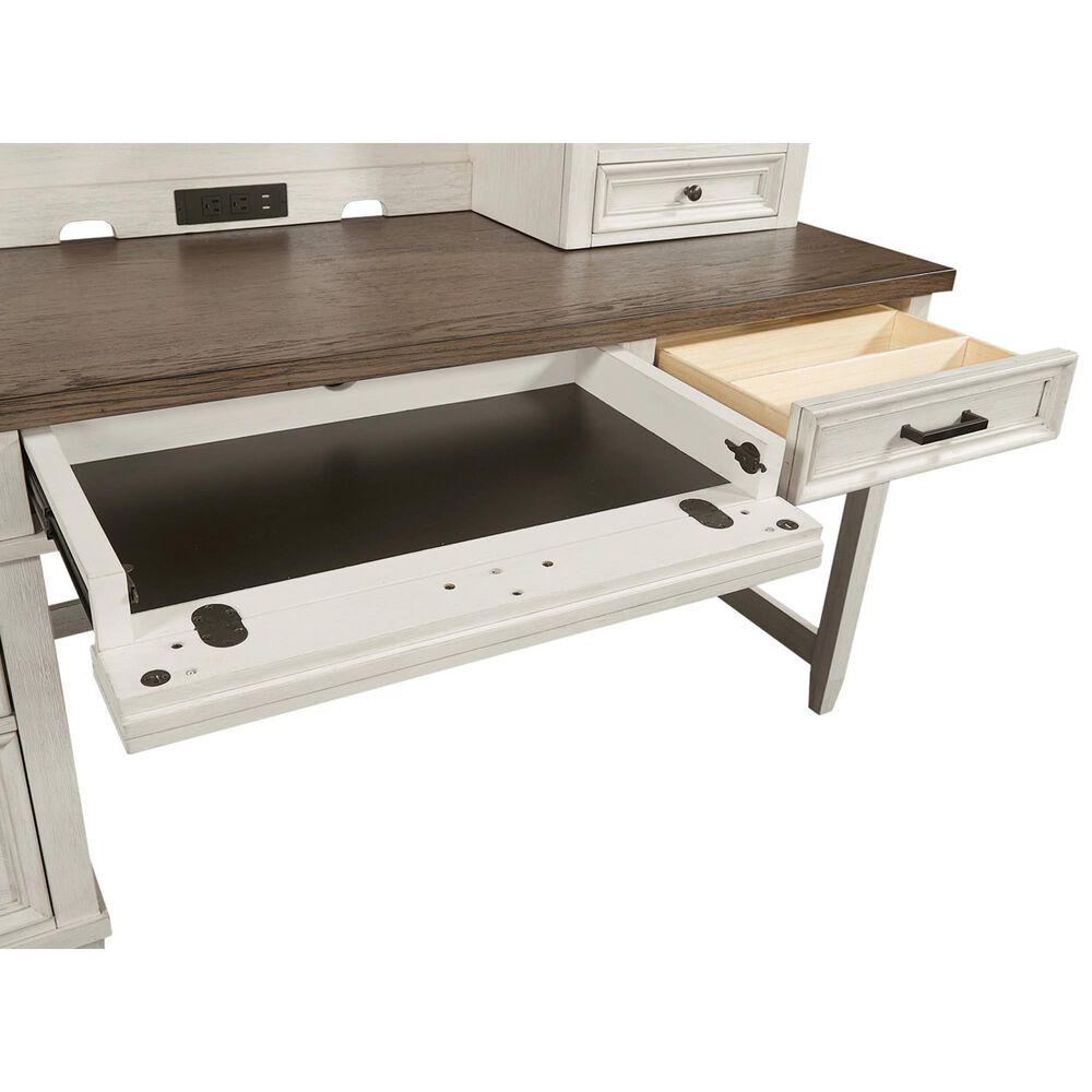 Riva Ridge Caraway Single Pedestal Desk in Aged Ivory and Brown, , large