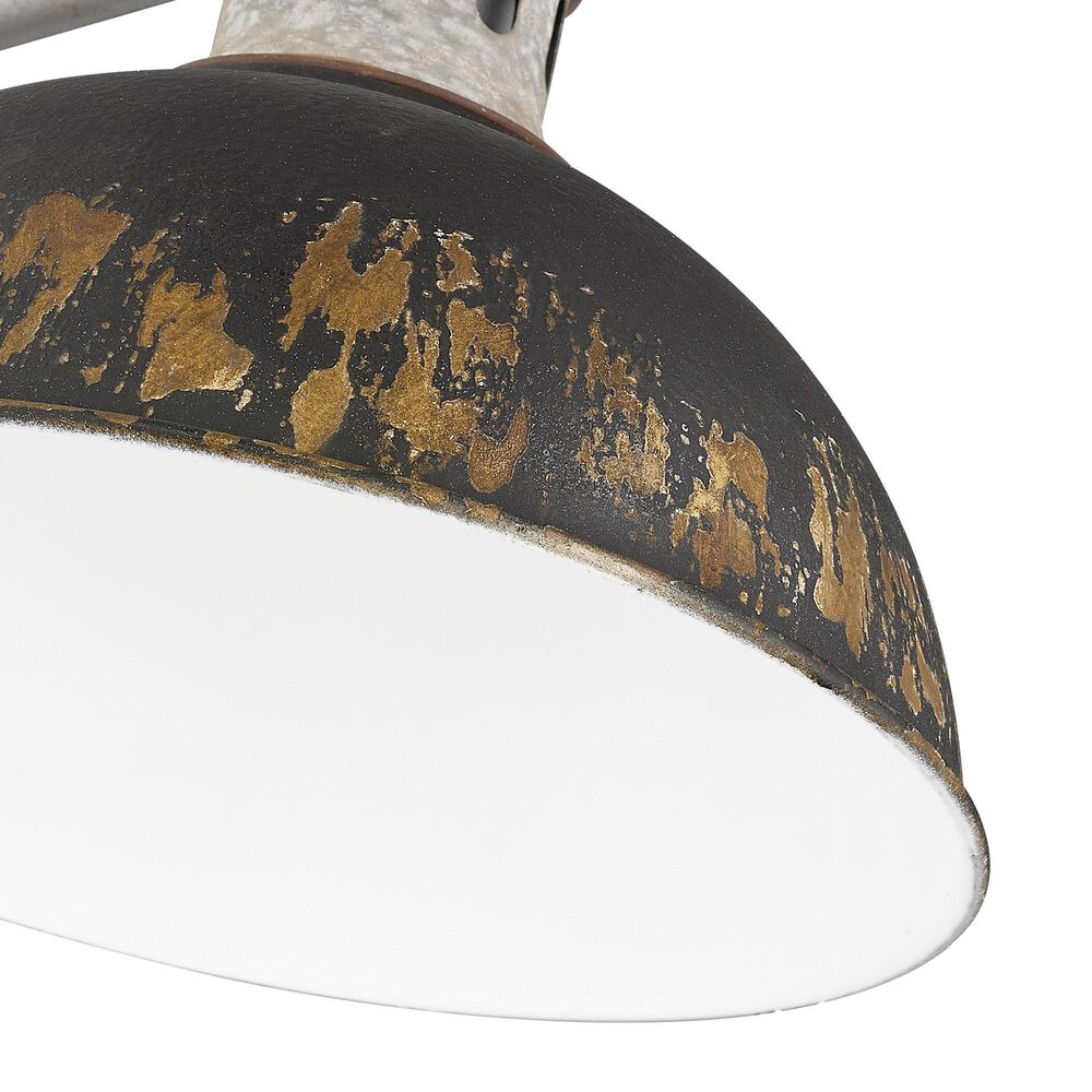 Golden Lighting Kinsley 3-Light Linear Pendant with Antique Black Iron Shade in Aged Galvanized Steel, , large