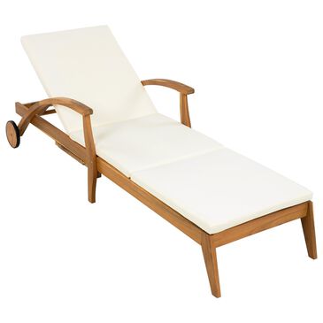 Hearth and Haven Outdoor Chaise Lounge with Armrest in Cream, , large