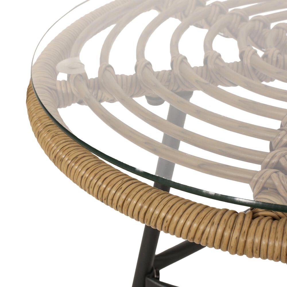Hearth and Haven Orlando Round Patio Side Table in Light Brown and Polished Black, , large