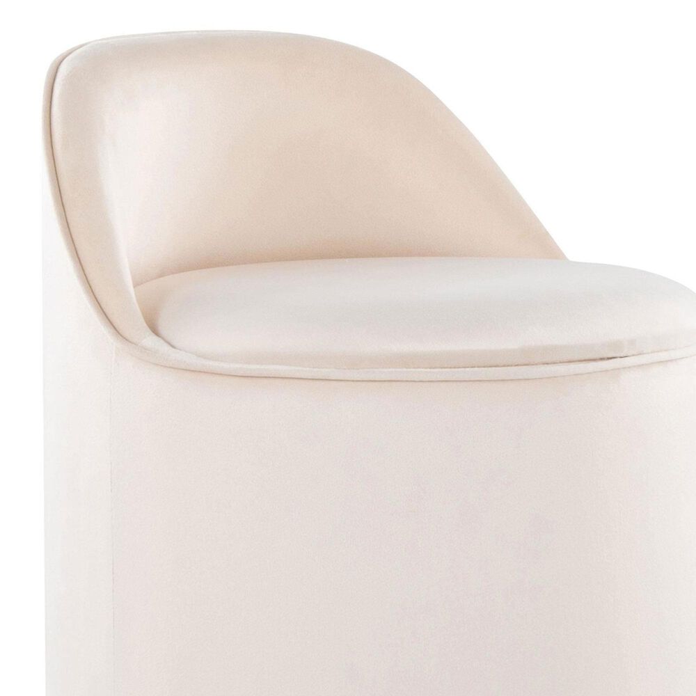 Lumisource Marla Vanity Stool with Cream Upholstered in Gold, , large