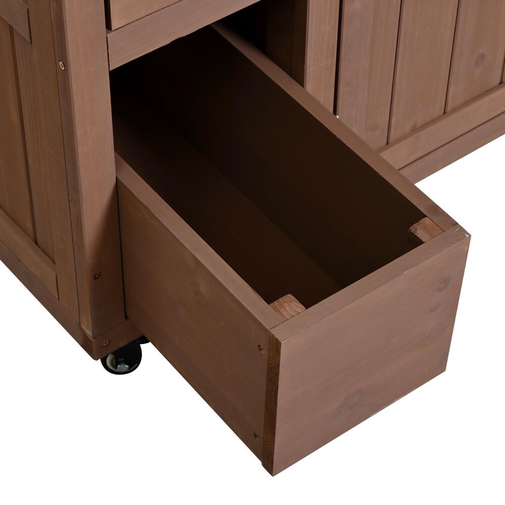 HOMLUX 41.9" Outdoor Extendable Kitchen Island in Brown, , large
