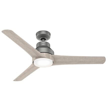 Outdoor Ceiling Fan with Led Lighting in Matte Silver