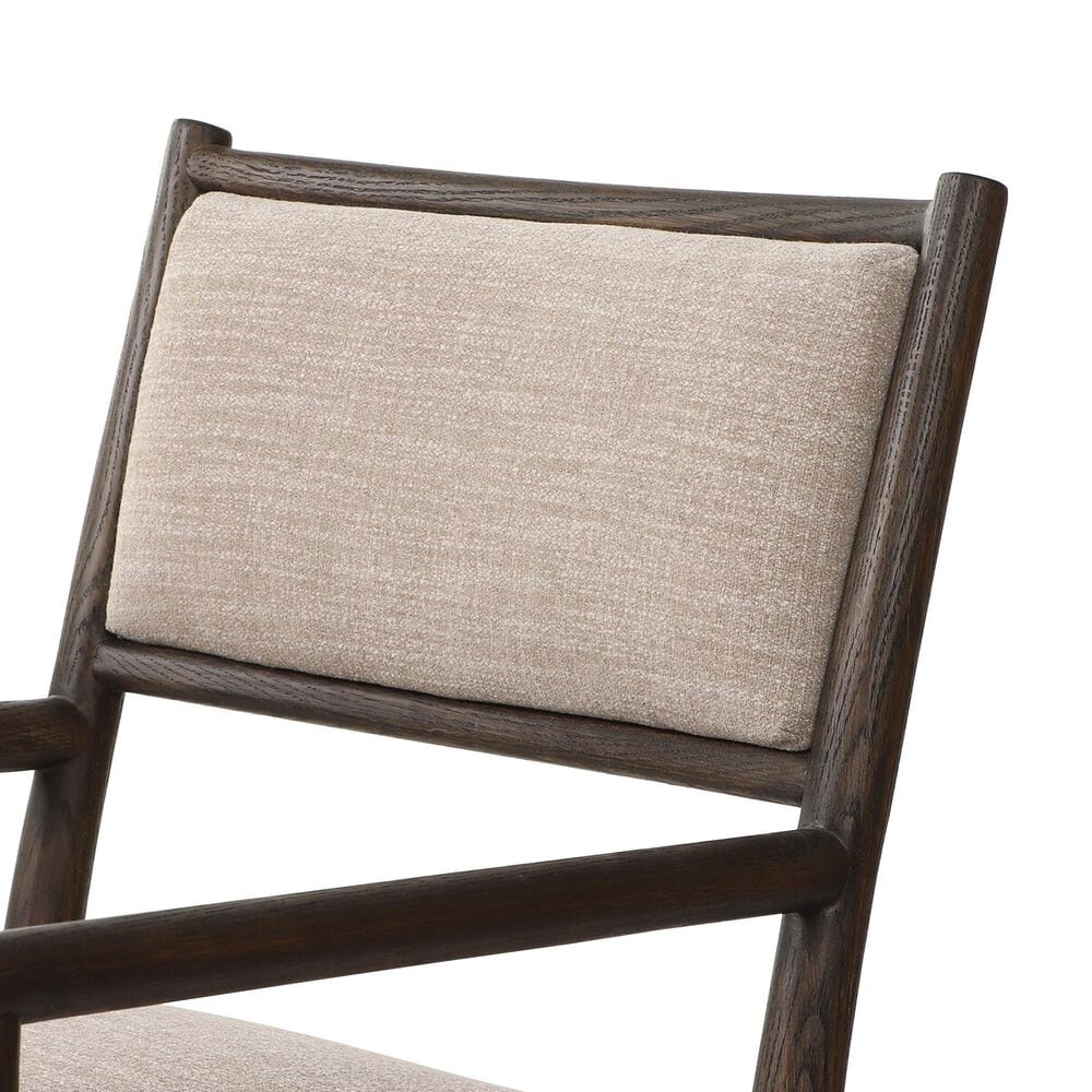 Four Hands Akiro Dining Arm Chair with Laken Stone Fabric in Warm Oak, , large