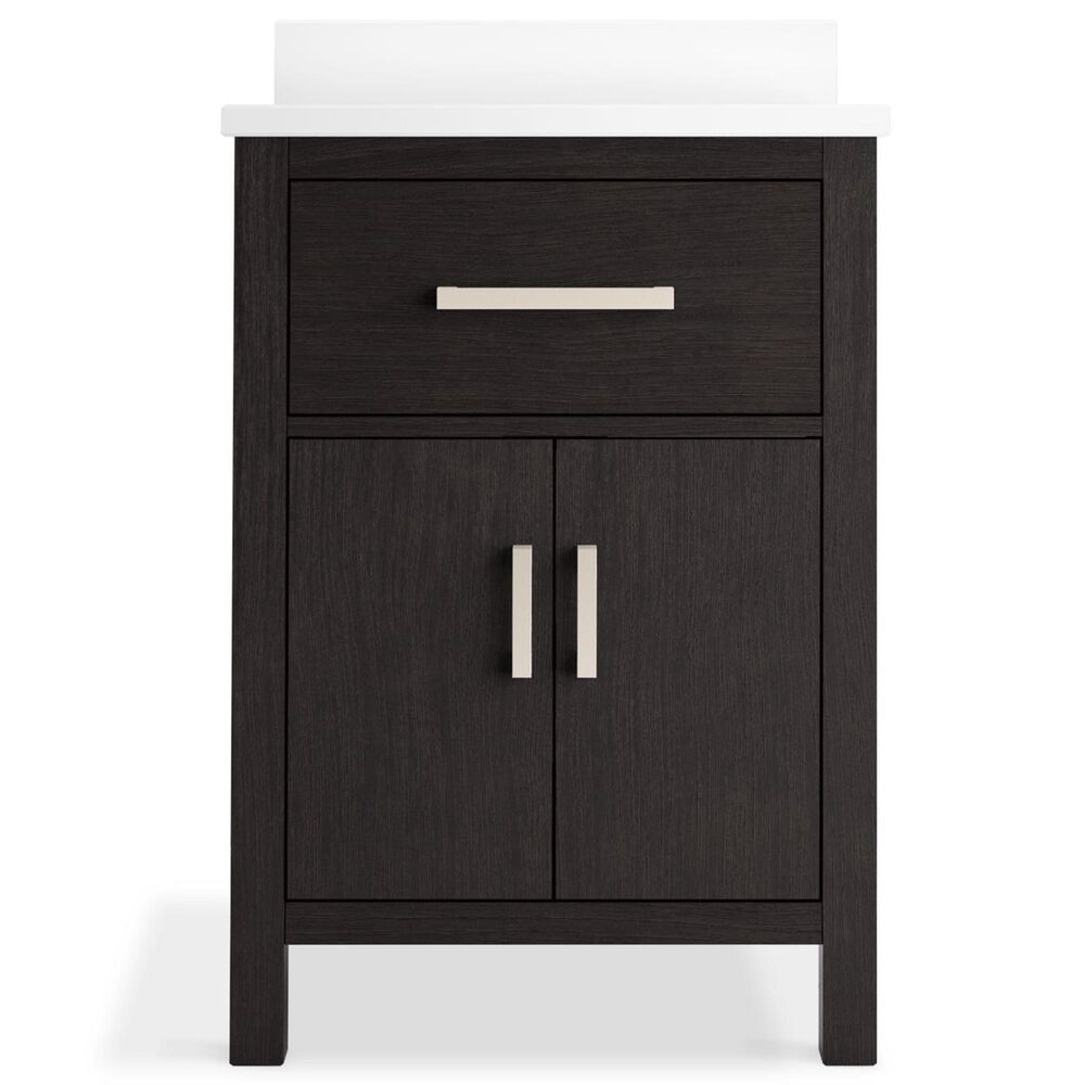 Kohler Kresla 24" Single Bathroom Vanity in Carbon Oak with 3 cm White Quartz Top and Rectangular Sink, , large