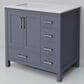 Lexora Home Jacques 36" Left Offset Single Bathroom Vanity in Dark Grey with 2 cm White Quartz Top and Rectangular Sink, , large