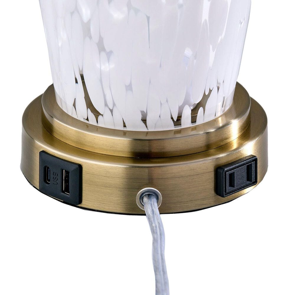 Adesso Grady Table Lamps with USB in Antique Brass and White (Set of 2), , large