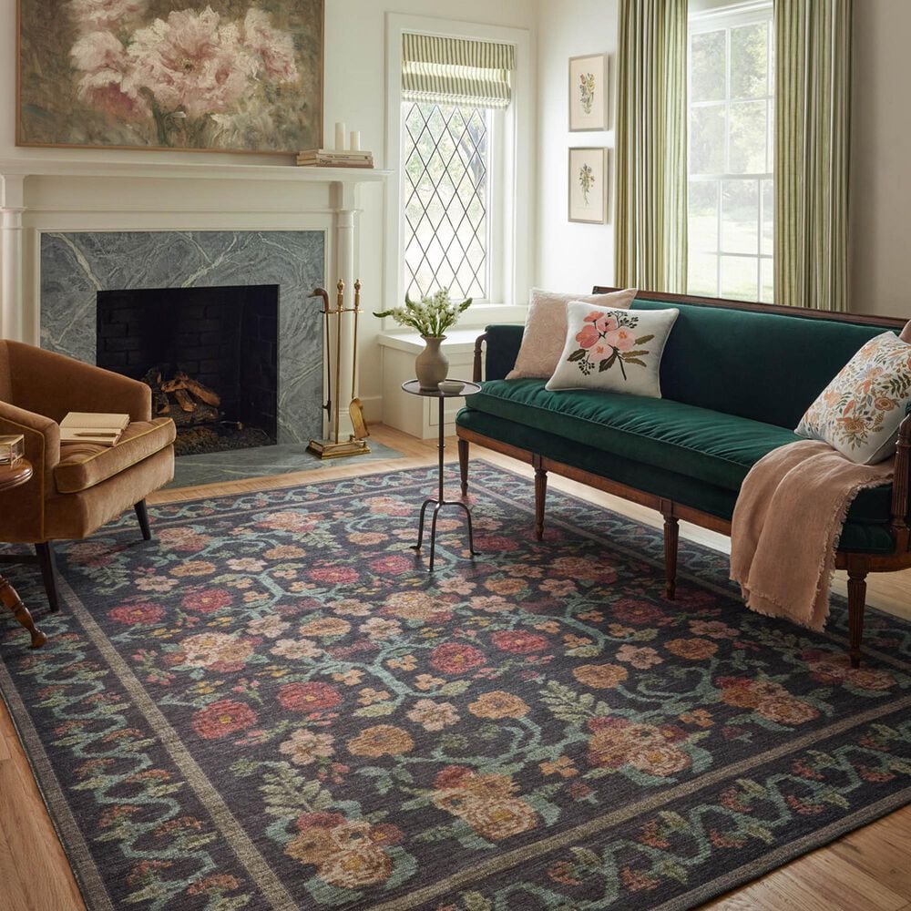 Rifle Paper Co. x Loloi Rosa 5&#39; x 7&#39;6&quot; Black Area Rug, , large