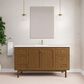James Martin Laurent 60" Single Bathroom Vanity in Honey Oak with Single Hole 3 cm White Zeus Silestone Top and Rectangular Sink, , large