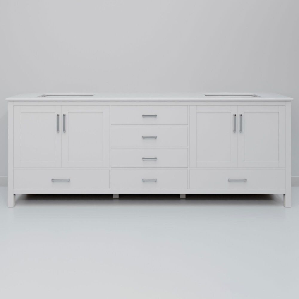 Lexora Home Jacques 80" Double Bathroom Vanity in White with 2 cm White Quartz Top and Rectangular Sinks, , large