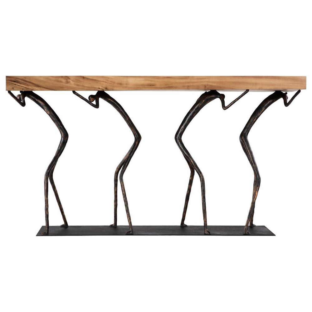TimberHaus Atlas Small Console Table in Natural and Black, , large
