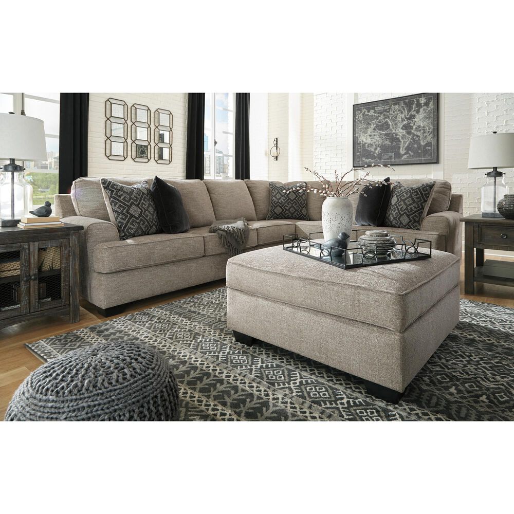 Signature Design by Ashley Bovarian Storage Ottoman in Stone | Nebraska