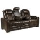 Frankfurt Furniture Leather Power Reclining Sofa with Power Headrest in Brown, , large