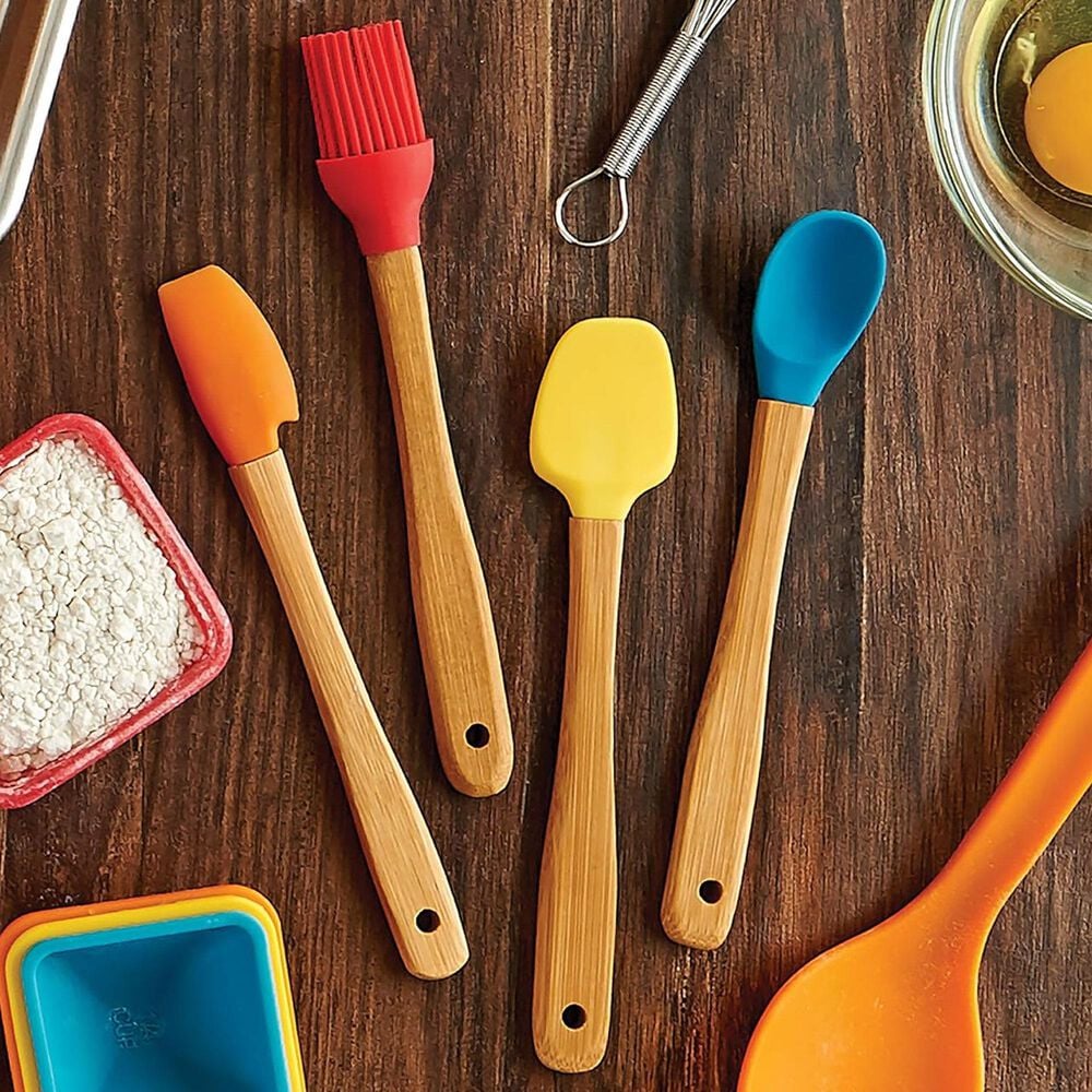 Mrs. Anderson&#39;s 4-Piece Baking Mini Bamboo Tools Set in Red, Orange, Yellow and Blue, , large
