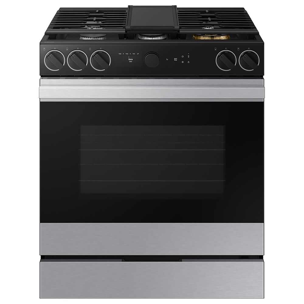 Samsung Bespoke 2-Piece Kitchen Package with 2.1 Cu. Ft. Over-The-Range Microwave and 6 Cu. Ft. Slide In Gas Range in Stainless Steel, , large