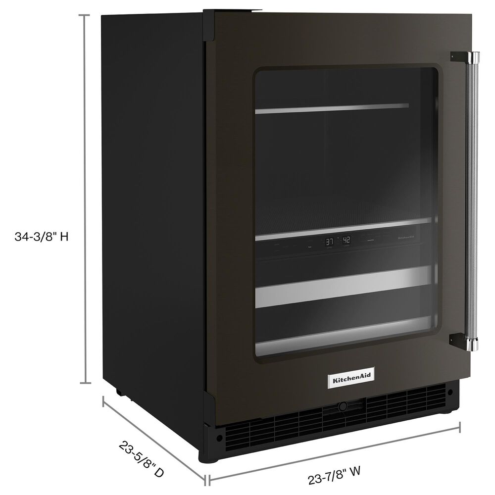 KitchenAid 24&quot; Beverage Center with Left Hinge and Metal-Front Racks in Black Stainless Steel, , large