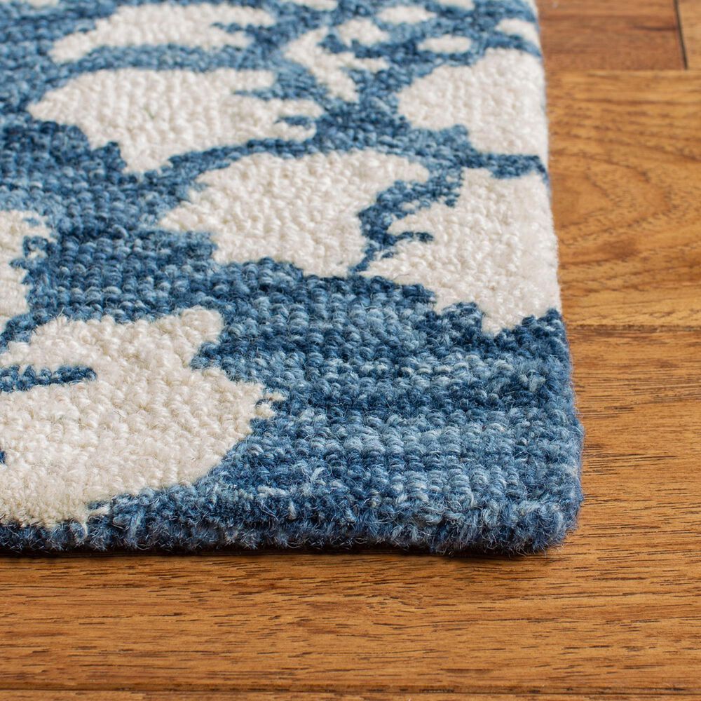 Safavieh Micro-Loop MLP221M 2&#39;3&quot; x 7&#39; Blue and Ivory Runner, , large