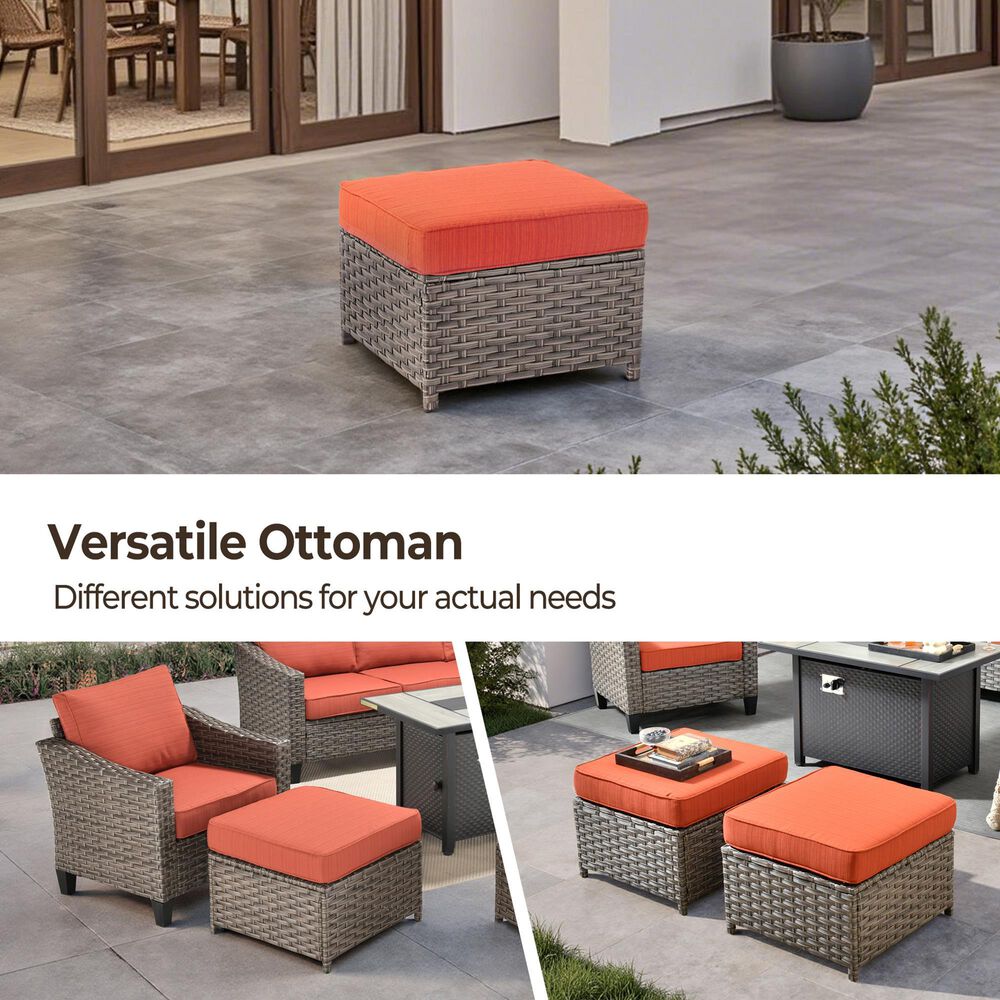 HOMLUX 9-Piece Outdoor Wicker Conversation Set in Orange Red, , large