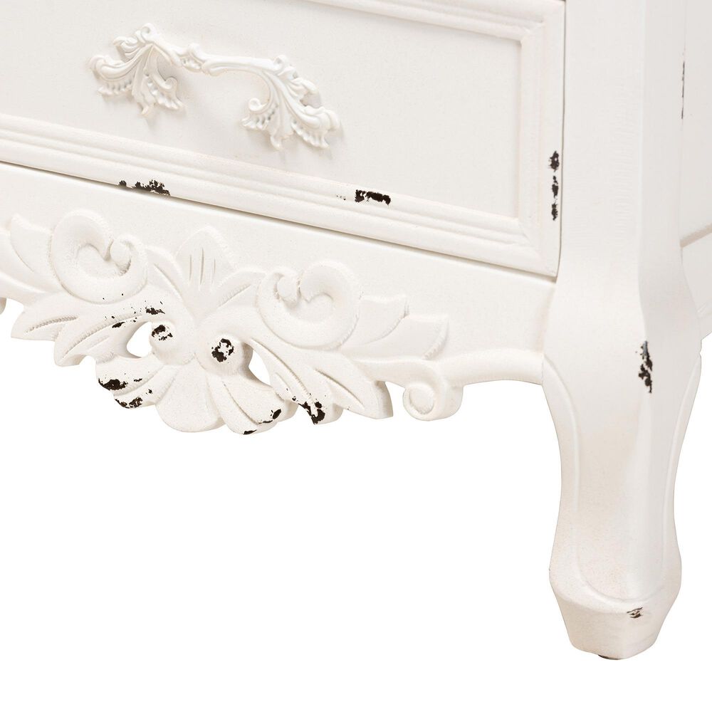 Baxton Studio Levron 3-Drawer End Table in Walnut Brown and Antique White, , large