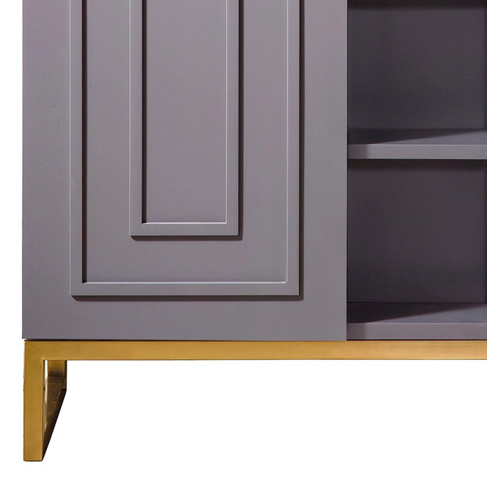 James Martin Vanities Alicante 39.5&quot; Single Bathroom Vanity in Grey Smoke and Radiant Gold with 5 cm White Glossy Resin Top and Rectangular Sink, , large