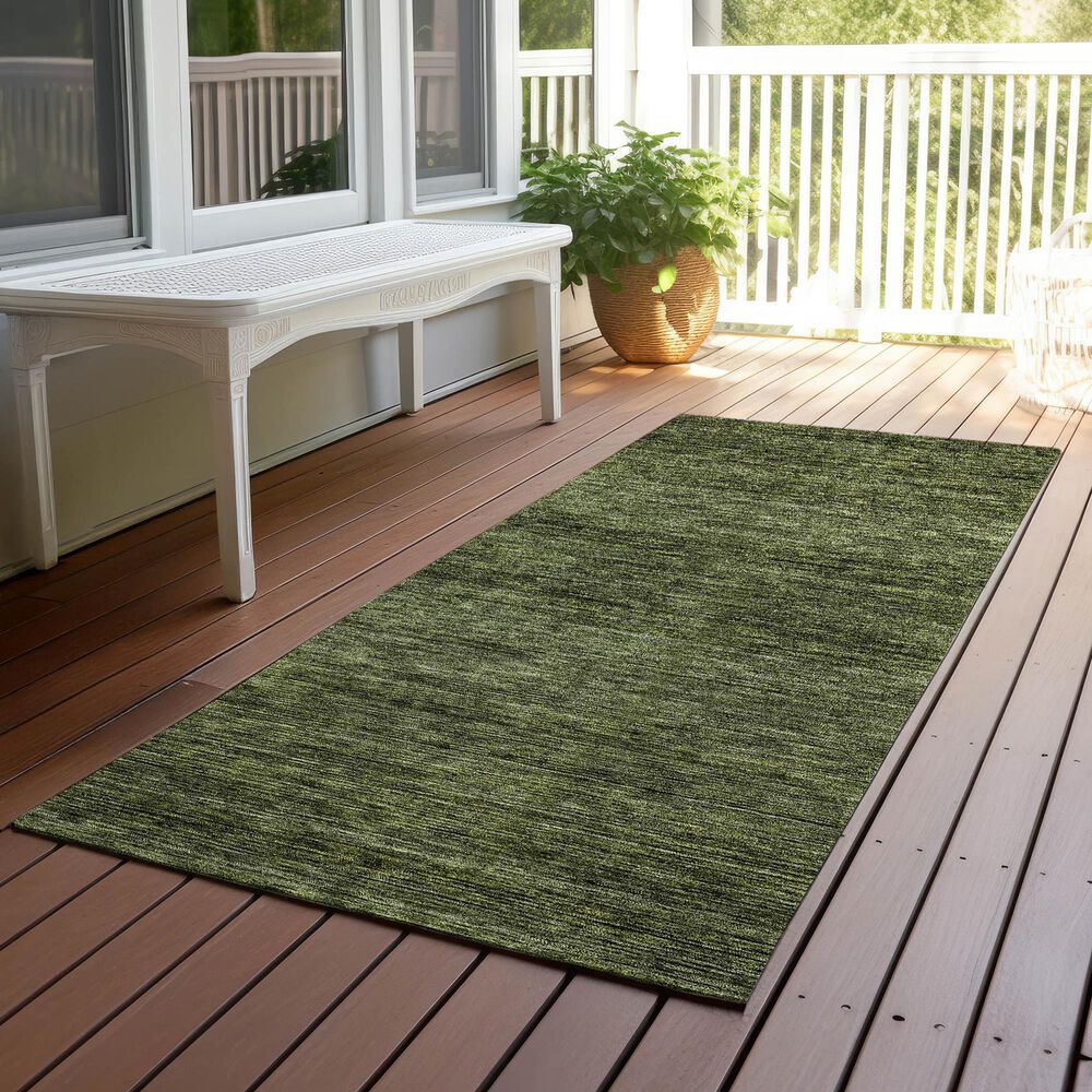 Dalyn Rug Company Soft Essentials Solid Olive 2'3" x 7'6" Indoor/Outdoor Runner, , large