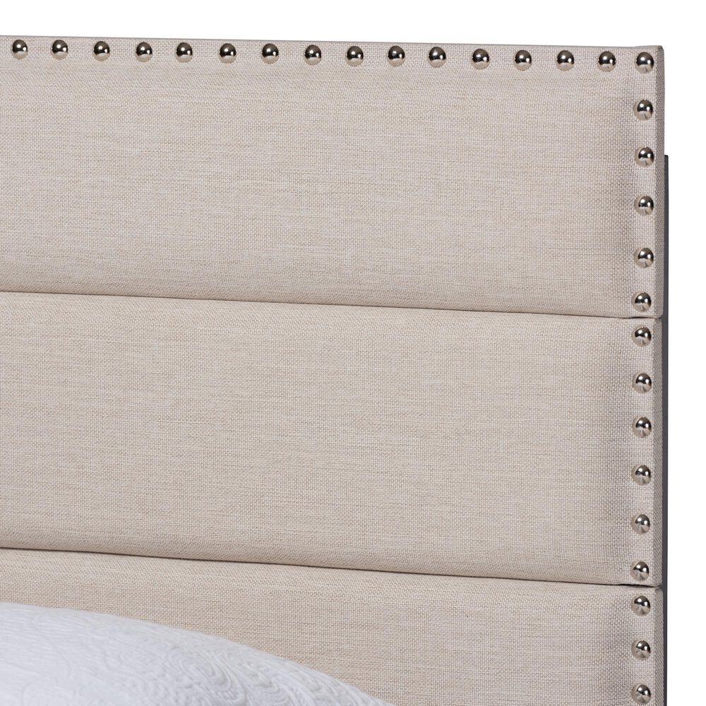 Baxton Studio Ansa Twin Panel Bed with Beige Upholstered in Black, , large