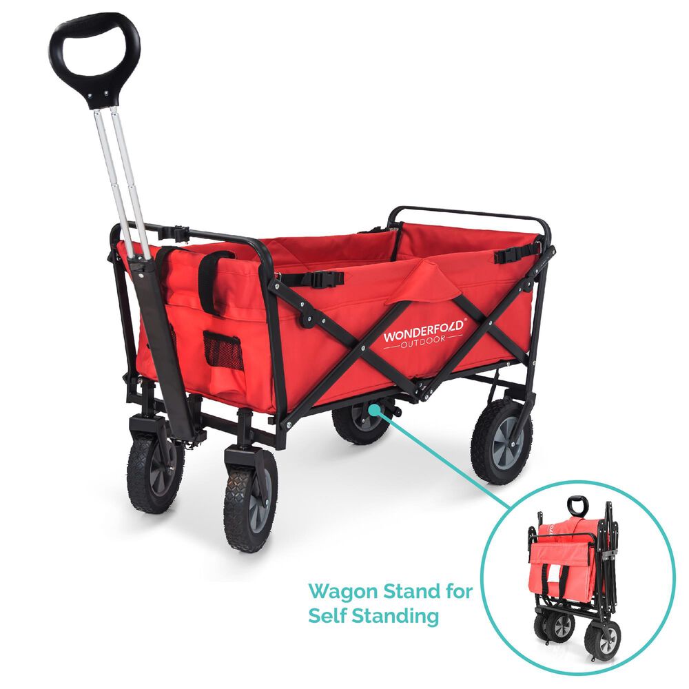 Wonderfold Utility Folding Wagon with Stand in Red, , large