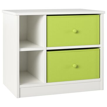 DHP Mya Park Nightstand with 2 Apple Green Bins in White, , large