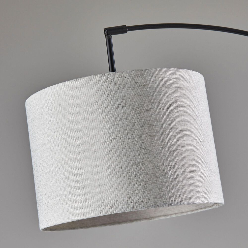 Adesso Bowery Arc Lamp with Taupe Shade in Black, , large