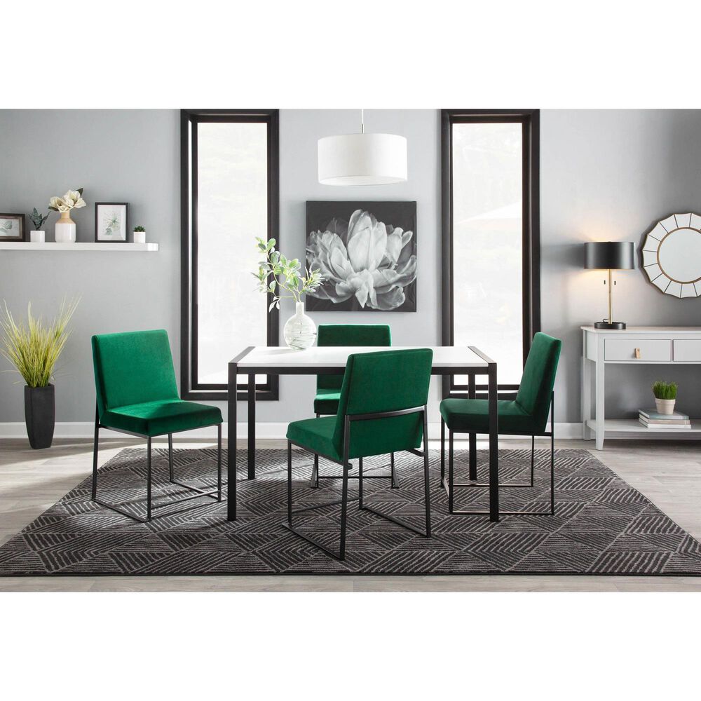 LumiSource Fuji Side Chair with Green Cushion in Black (Set of 2), , large