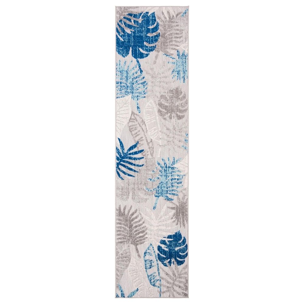 Safavieh Cabana CBN831F 2" x 10" Grey and Blue Indoor/Outdoor Performance Runner, , large