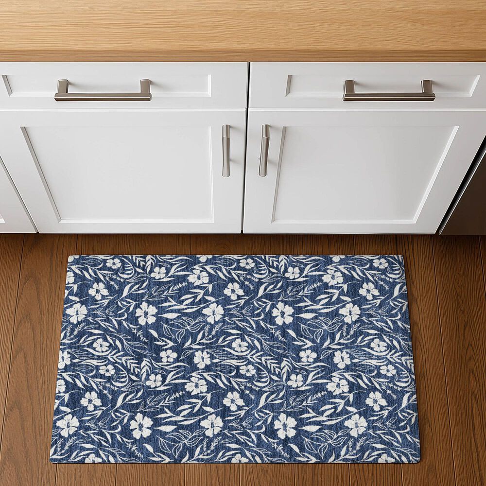 Dalyn Rug Company Soft Essentials Floral Navy 2'6" x 3'10" Indoor/Outdoor Area Rug, , large