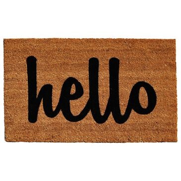 Callaway Script Hello  1"5" x 2"5" Natural and Black Door Mat, , large