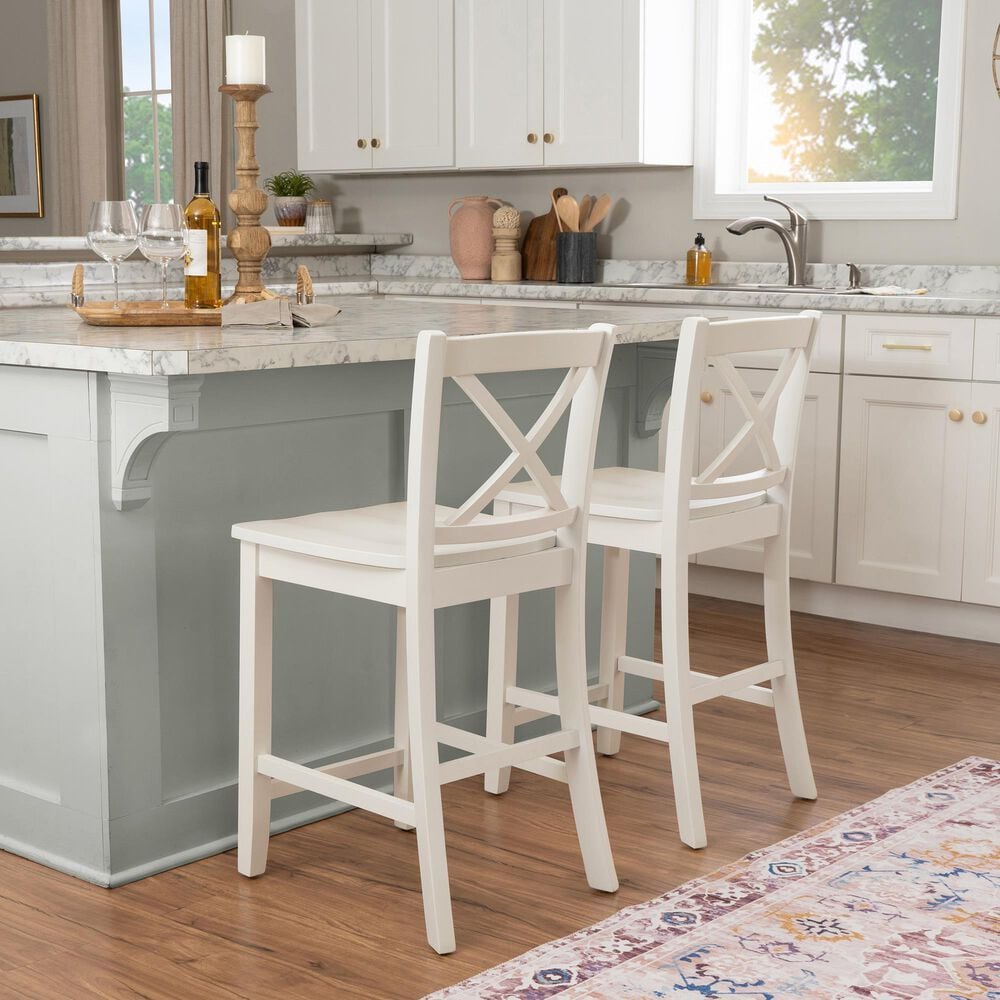 Linon Home Decor Torino X-Back Counter Stool in White, , large