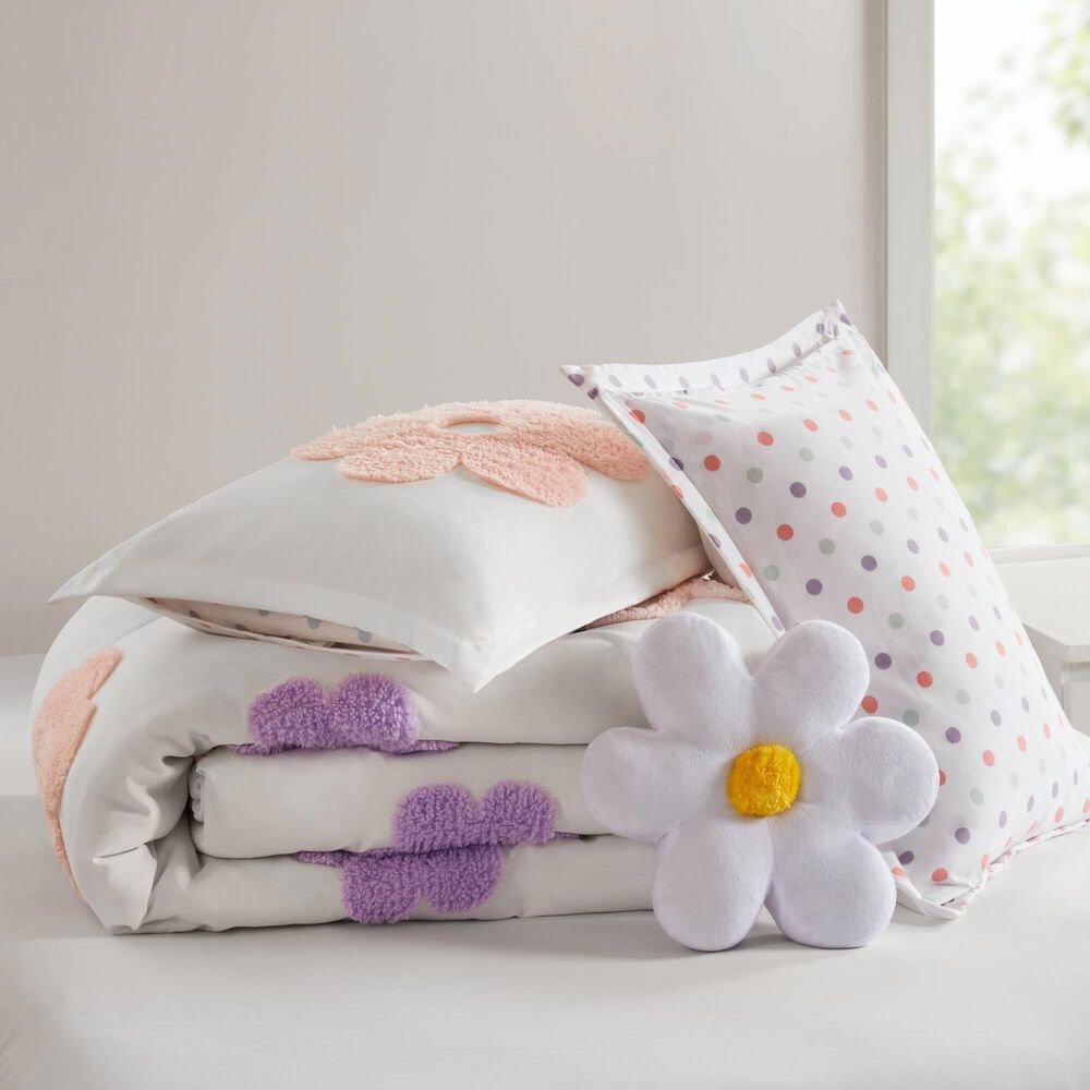 Hampton Park Gracie 4-Piece Full/Queen Comforter Set in White and Purple, , large
