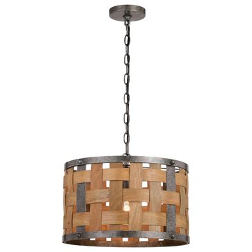 Vaxcel Norwood 1-Light Pendant in Vintage Steel and Distressed Wood, , large