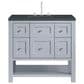 James Martin Vanities Breckenridge 36" Single Bathroom Vanity in Serenity Blue with 3 cm Charcoal Soapstone Quartz Top and Rectangular Sink, , large