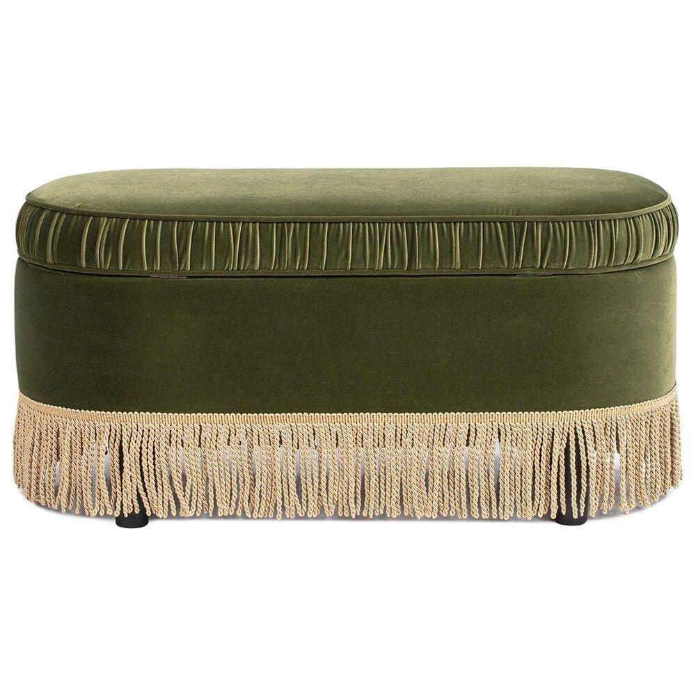 Jennifer Taylor Home Serena Storage Bench with Tufted Bullion Fringe in Olive Green, , large