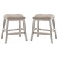 Ashley Skempton Upholstered Counter Stool in Distressed White and Light Brown (Set of 2), , large