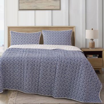 HiEnd Accents Staccato 3-Piece King Quilt Set in Blue and White, , large