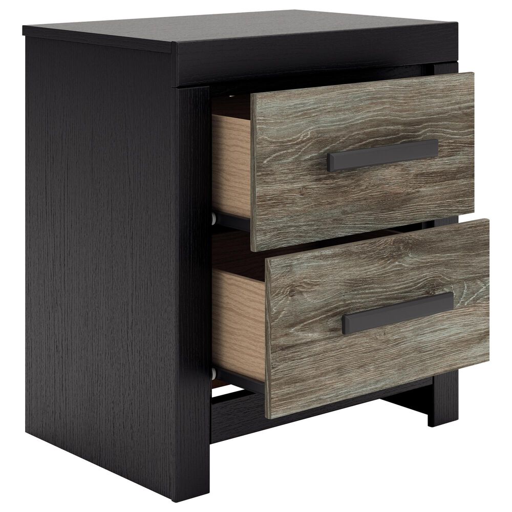 Ashley Broachmyn 2 Drawer Nightstand in Rustic Gray and Matte Black, , large