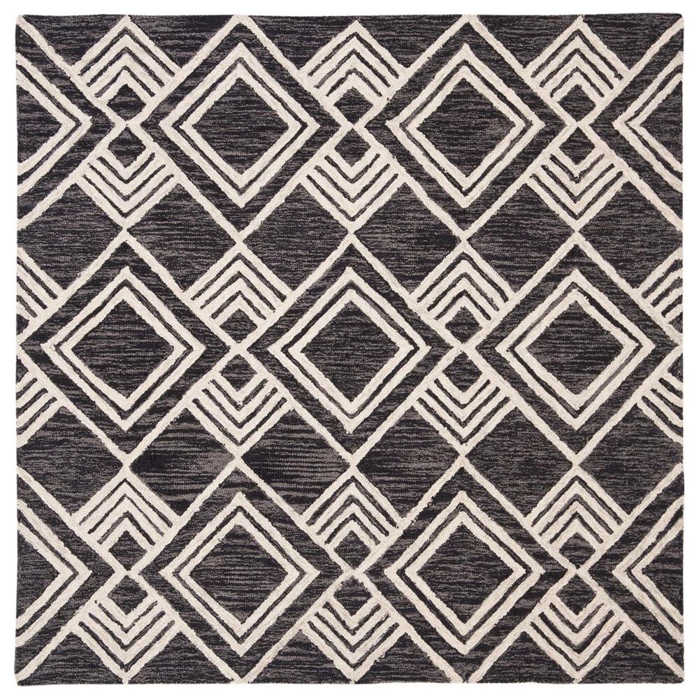 Safavieh Micro-Loop MLP154H 5" Square Charcoal and Ivory Area Rug, , large