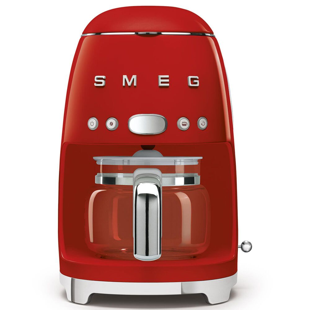 Smeg 47.34 Oz Drip Coffee Maker in Red and Polished Chrome, , large