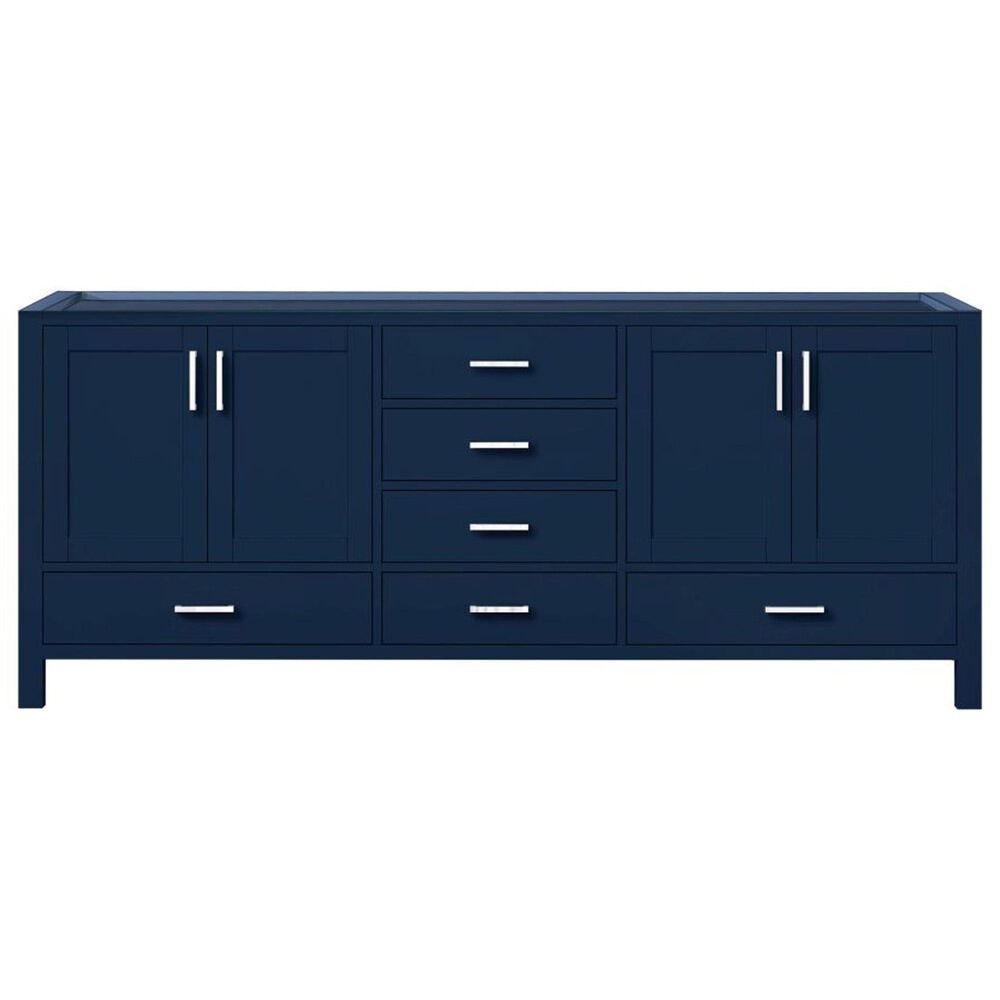 Lexora Home Jacques 80&quot; Double Bathroom Vanity in Navy Blue with 2 cm White Quartz Top and Rectangular Sinks, , large
